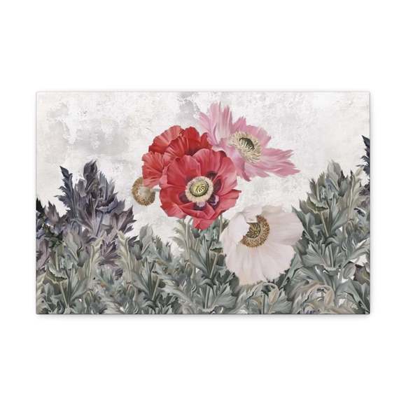 Poppies Flowers Illustration Flower Canvas Wall Art for Home Decor Ready-to-Hang